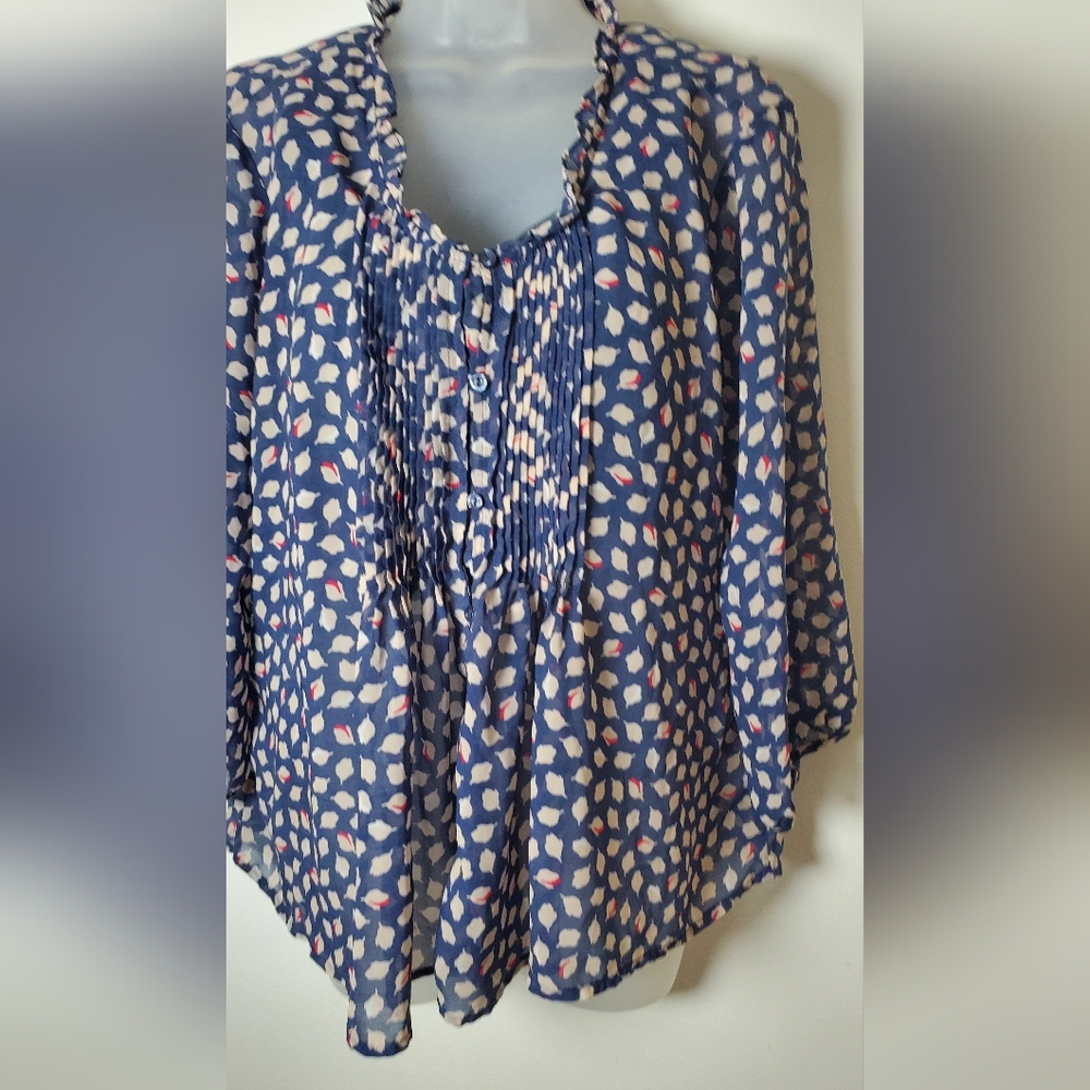 Navy Navy Blue Patterned Blouse - image 2